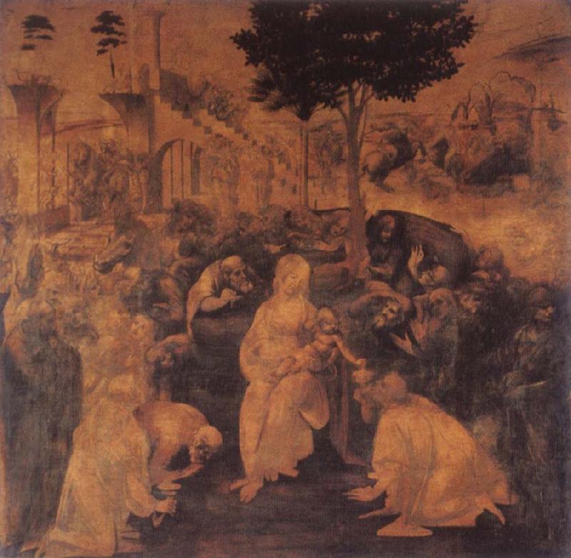  Leonardo  Da Vinci Adoration of the Magi Sweden oil painting art